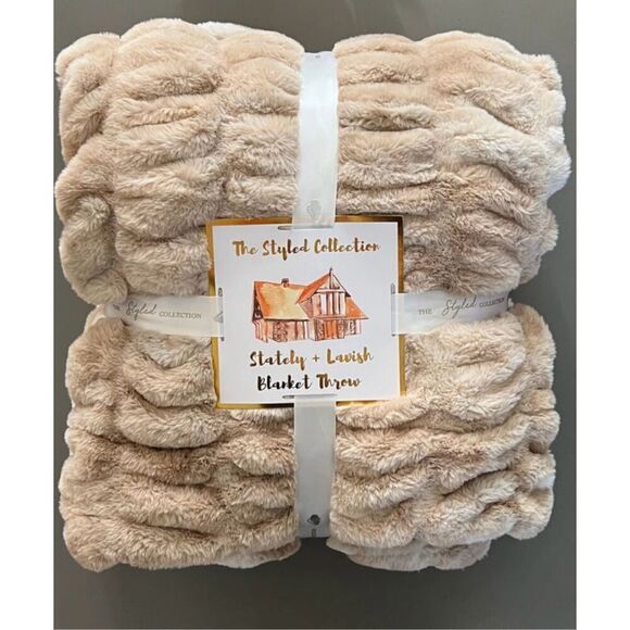 The Styled Collection Stately+Lavish Brown Ruched Fur Blanket - SOLD OUT - Picture 1 of 5